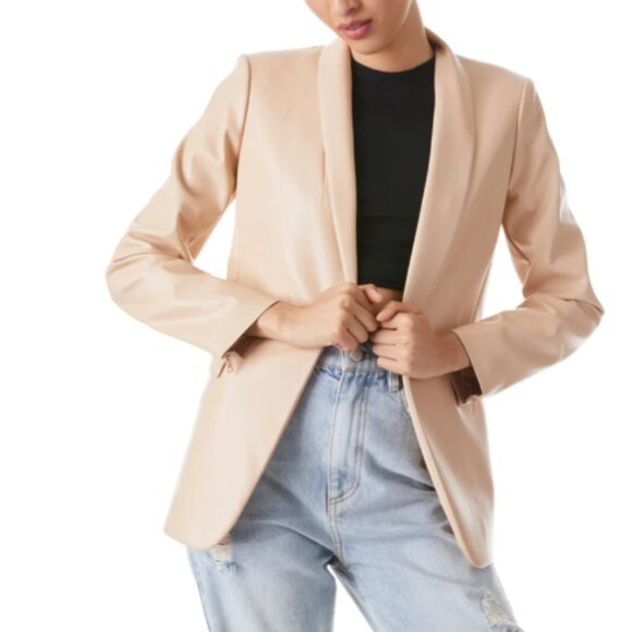 Alice Olivia MACEY VEGAN LEATHER Tan BLAZER 50% off MSRP!!! - Picture 1 of 4